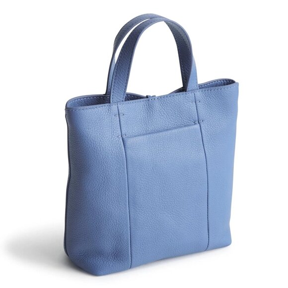 NWT Vera Bradley Mini Original Leather Tote Bag in Blue Quiet Harbor - Picture 3 of 7